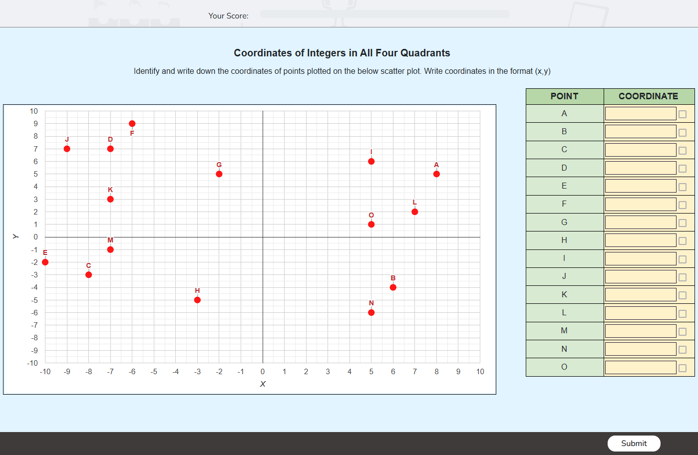 Interactive math worksheet carousel